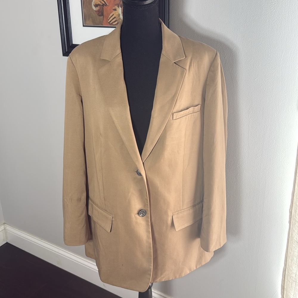 Everlane The Oversized Blazer in Buttersmooth Tan Beige Women’s Size 14 - Picture 4 of 11